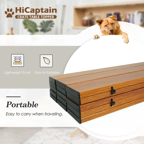 Vista 3 de HiCaptain Decoración de mesa para jaula de mascotas – Decoración plegable para jaulas de perros, decoración de alambre para perrera de perro, mesa