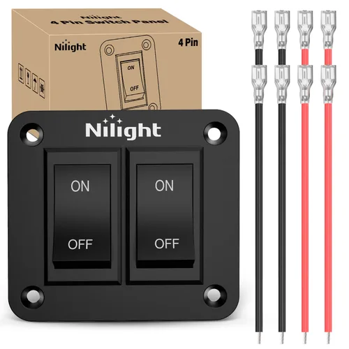 Vista 10 de Panel de Interruptor de Encendido/Apagado Nilight 4 PIN DPST, Interruptores de Palanca Panel 12V 20A, Carcasa de Interruptor de Aluminio Anodizado