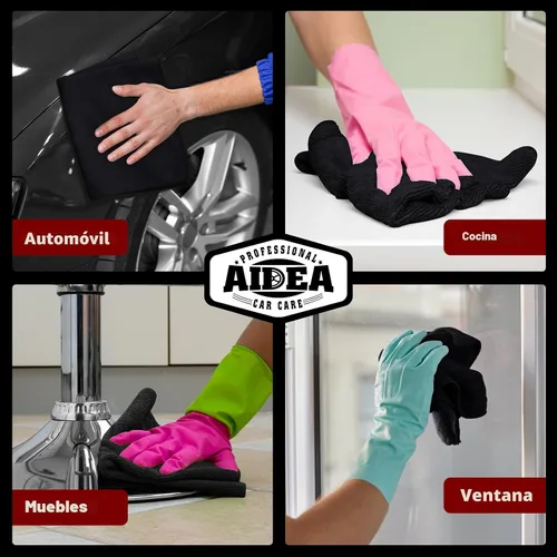Vista 5 de AIDEA - Paño de limpieza de microfibra, 10 unidades, toallas de microfibra negras, 12 x 12 pulgadas Microfiber Towels for Cars, Wash Cloths, Lint
