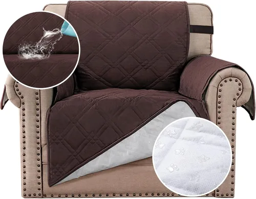 Vista 27 de H.VERSAILTEX Funda de sofá 100% impermeable, lavable, antideslizante, para 3 cojines, protector de muebles para mascotas, fundas de sofá
