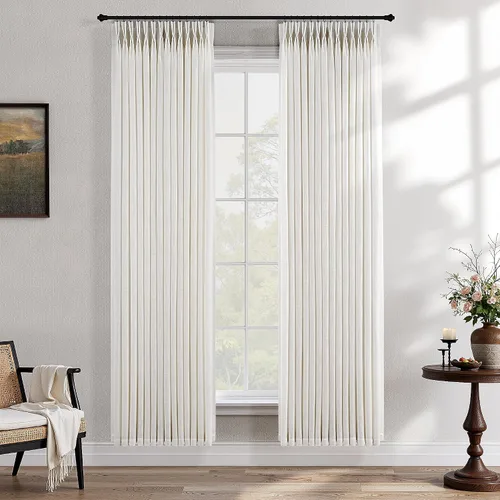 Vista 53 de Cortinas de lino plisadas Blanco crema
