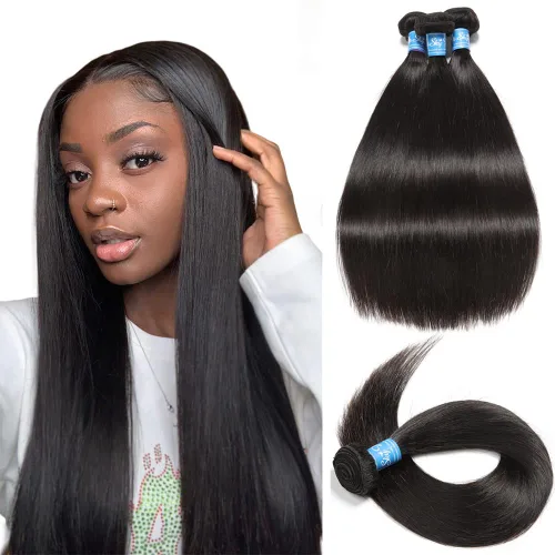 Vista 24 de Mechones de cabello 10A Remy peruano, cabello lacio, sedoso, 100 % sin procesar