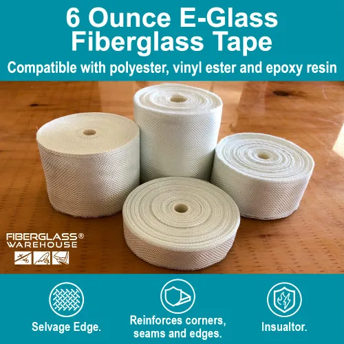 Vista 4 de Cinta de tela de fibra de vidrio, 6 onzas, 3 pulgadas de ancho por 50 yardas de largo E-Glass Plain Weave, para costuras, trabajos de reparación