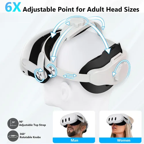 Vista 2 de Comfort Head Strap Compatible with Meta Quest 3 Accessories. MQ3 Elite Strap Replacement for Enhanced Support, Pressure-Free, Immersive VR Gaming