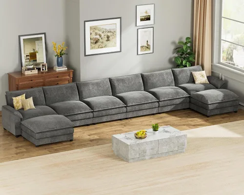 Vista 11 de Homall Sofá Seccional Modular de 80", Sofá Biplaza con Cojín de Doble Capa, Combinación DIY de Chenille Profundo Sofá Nube de 2 Asientos para Sala