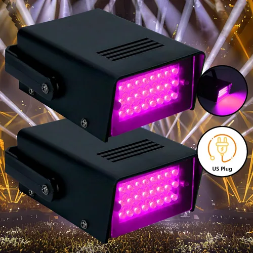 Vista 8 de ENUOLI Mini luz estroboscópica LED de color blanco con 24 LED superbrillantes de control de velocidad variable para clubes de Navidad, efecto