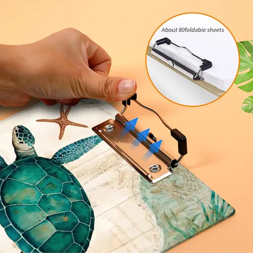 Vista 6 de Portapapeles de plástico con soporte para bolígrafo, portapapeles tamaño carta A4 con clip de perfil bajo y lazo para colgar, bonito portapapeles