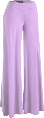 Vista 143 de Made By Johnny Pantalones palazzo elásticos de pierna ancha para mujer, lisos, casuales, cómodos