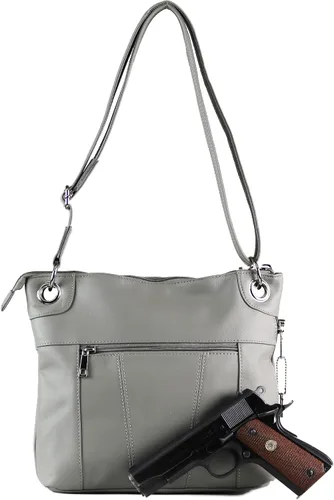 Vista 6 de Roma Leathers - Bolso bandolera con cierre torcido, talla única , Gris