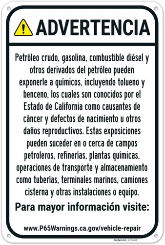 Vista 17 de Señal español de advertencia para petróleo crudo, gasolina, combustible diésel, otros productos petrolíferos, 10 x 7 pulgadas, aluminio 040 libre