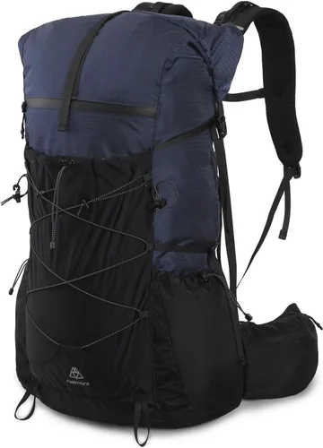 Vista 9 de Haimont Paquete de mochilero enrollable de 40L+15L con cubierta para lluvia, negro