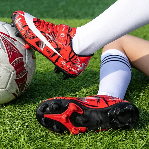 Vista 7 de ZVC Tacos de fútbol para niños y niñas, zapatos de fútbol para exteriores con suelo firme para jóvenes (niño pequeñoniño grande)