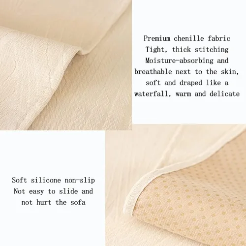 Vista 3 de Funda de sofá de 1 2 y 3 plazas, funda de sofá de esquina antideslizante en forma de L en forma de I, funda de almohada universal 30X50CM Beige