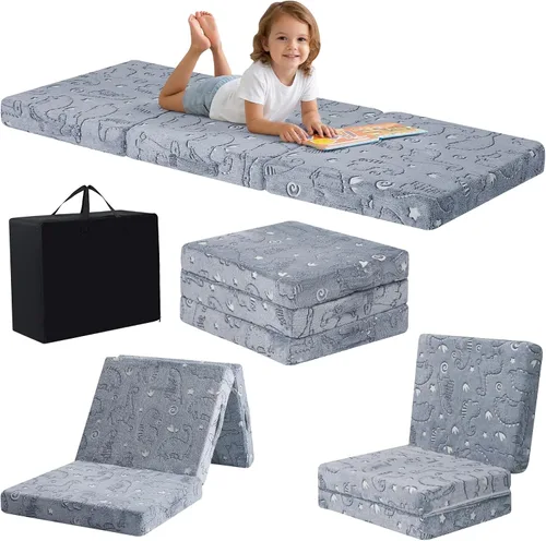 Vista 13 de MeMoreCool Colchón plegable de suelo para niños, tapete para siesta de suelo para dormir, guardería, cama plegable para niños pequeños, colchón
