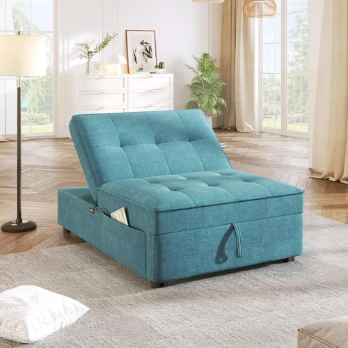 Vista 3 de Sofá cama, sofá cama convertible 4 en 1, sofá cama sin montaje, sofá cama multifuncional moderno con respaldo ajustable, bolsillo de almacenamiento