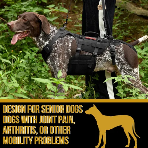 Vista 5 de OneTigris Arnés de elevación para perros grandes, soporte de cadera para perros, elevador de cuerpo completo con asas Invictus Chaleco
