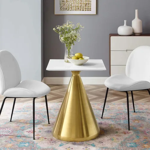 Vista 37 de Modway Tupelo - Mesa de comedor cuadrada de 28 pulgadas, color dorado y blanco
