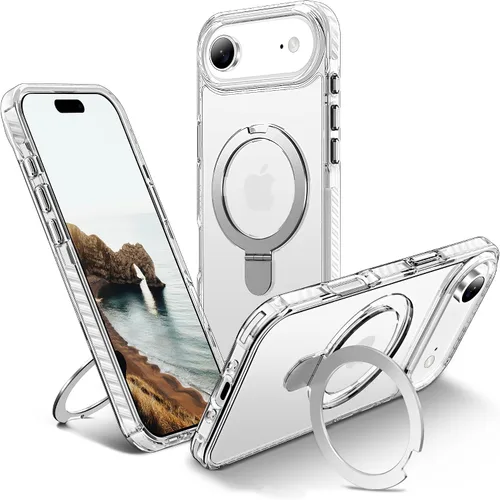 Vista 131 de UMIONE - Funda con diseño de anillo magnético giratorio de 360° para iPhone 11, soporte de bucle invisible integrado, compatible con Magsafe, funda