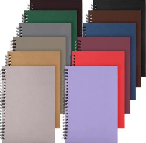 Vista 17 de Leelosp 12 cuadernos pequeños en espiral forrados en espiral, cuaderno con rayas universitarias, cubierta de papel kraft encuadernado con alambre