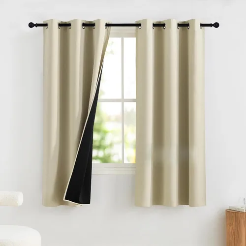 Vista 106 de NICETOWN Cortinas 100% Opacas Cortas de 36 Pulgadas de Largo para Dormitorio, Privacidad Aislamiento Térmico con Ojales Cortinas de Ventana