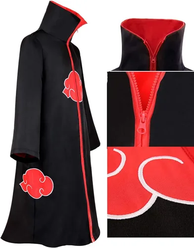 Vista 3 de Utaomld Unisex Anime Robe Ninja Cloak Costume Adult Teens Women Man Halloween Costumes Party Props Roleplay Cloaks Black