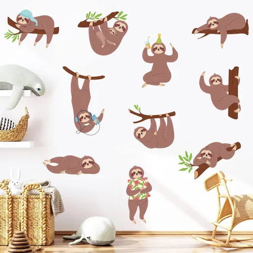 Vista 8 de Calcomanías de pared de ramas de árbol y koala para niños, calcomanías de pared para niños, decoración de pared para dormitorio de bebé, sala