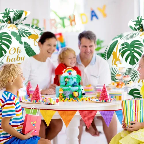 Vista 5 de Teling 2 bolsas de regalo extra grandes de 80 x 60 pulgadas para baby shower, selva, safari, animales, bolsas de regalo de plástico para regalos