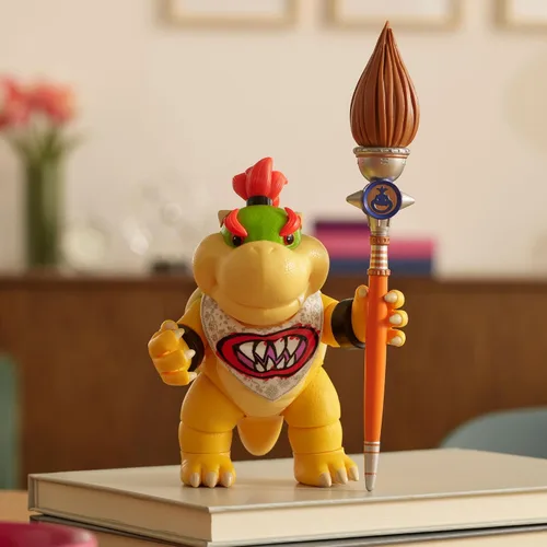 Vista 14 de Super Mario Galaxy Movie Bowser Jr., figura de acción de 5 pulgadas y pincel