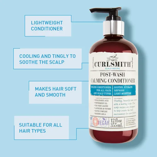 Vista 3 de CURLSMITH - Acondicionador calmante poslavado - Acondicionador refrescante vegano para cualquier tipo de cabello, calmante para el cuero cabelludo