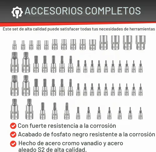 Vista 5 de EACELIY Juego de 60 piezas de dados Torx, enchufes hexagonales de estrella, acero S2 y CR-V, incluye toma Torx E (E4-E24), toma de broca Torx