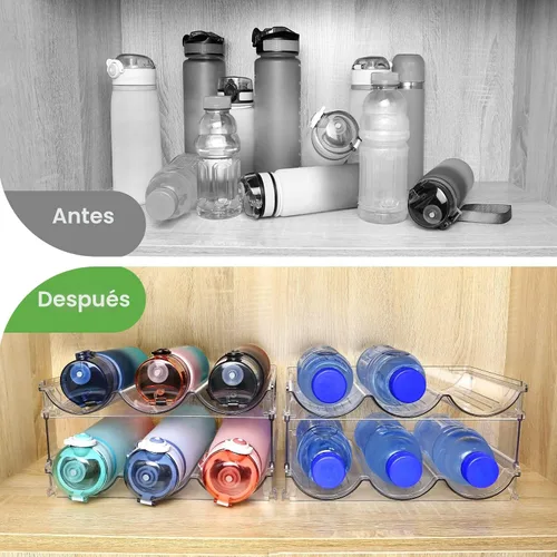 Vista 4 de spospo Organizador de botellas de agua para gabinete, organizador de almacenamiento de botellas de agua, 2 paquetes de estante de almacenamiento