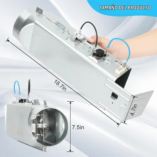 Vista 7 de Elemento calefactor para secadora DC97-14486A con OEM DC96-00887A, Compatible con secadora Samsung dv40j3000ew/a2 dv45h7000ew/a2 dve50r5400v/a3