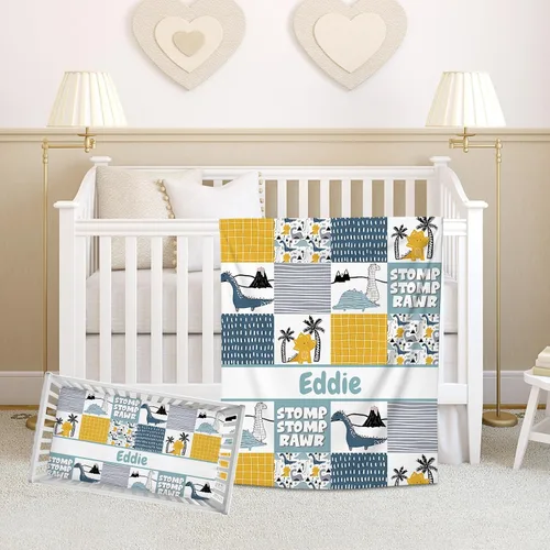 Vista 10 de Juego de ropa de cama personalizado para cuna de bebé para niñas, juego de ropa de cama personalizada para cuna con nombre, ropa de cama colorida