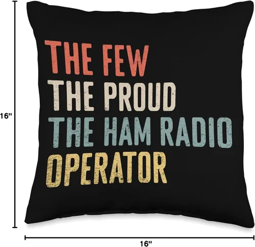Vista 4 de Ham Radio Operator Gifts Amateur Radio Accessories Amateur Retro The Few The Proud The Ham - Almohada de operador de radio, 16 x 16 pulgadas