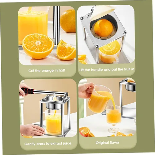 Vista 8 de Exprimidor manual, exprimidor manual, prensa manual de acero inoxidable 304, extractor de jugos eficiente con taza medidora de 10.1 fl oz