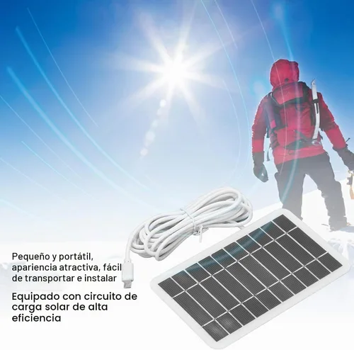 Vista 6 de Panel solar USB, cargadores solares portátiles de 2 W, polisilicio de 5 V de baja potencia para aparatos eléctricos cargador solar con cable USB