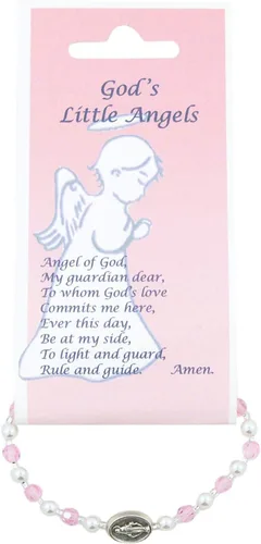 Vista 3 de Pulsera de cuentas rosas de los ángeles de Dios, 5 1/2 pulgadas, Plástico