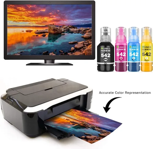 Vista 4 de Limeink Botellas de tinta de repuesto compatibles para Epson 542 Ink para Epson 542 Black Ecotank recarga de impresora para botellas de repuesto