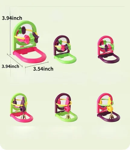 Vista 2 de Perca para pájaros con espejo, bola masticable de loro, juguetes de búsqueda de alimentos, juguete interactivo de inteligencia para pájaros