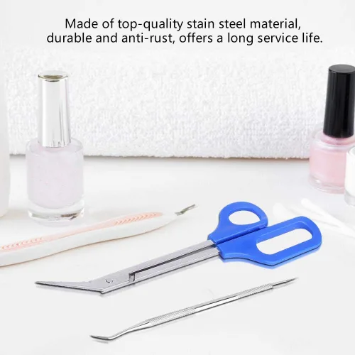 Vista 8 de Toenail Scissors,Long Handled Toenail Scissors Clippers For Thick Toe Nails Handle Unique Design Ergonomic Cuticle Scissor Ingrown Toenail File