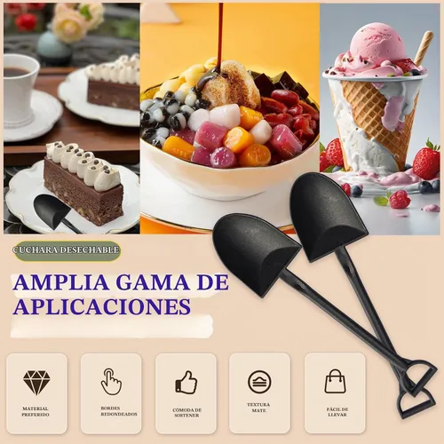 Vista 4 de OaaXbbECco Cucharas de postre plásticas desechables lindas de la novedad de la forma de la pala (50)