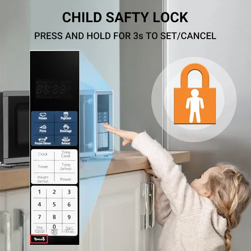 Vista 3 de Smad 0.7 pies cúbicos Horno de microondas pequeño para espacios pequeños, microondas mini con 6 menús automáticos y bloqueo para niños, horno