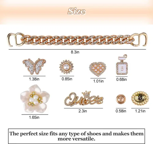 Vista 5 de Dijes brillantes para zapatos, accesorios de cadena brillante para mujeres, zuecos de flores, zapatos, decoración, joyas brillantes para zapatos