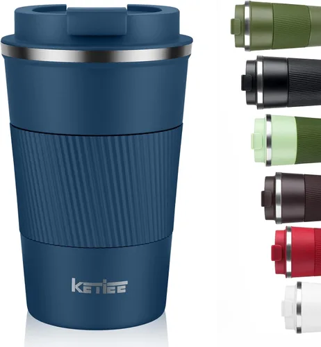 Vista 11 de KETIEE Taza de café de 12 oz: Taza de café con aislamiento al vacío y tapa a prueba de fugas, taza de viaje de acero inoxidable con doble pared