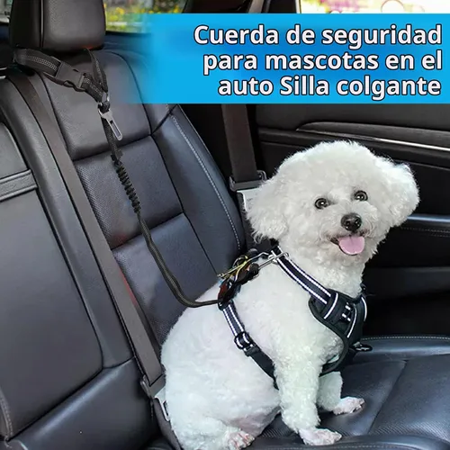 Vista 2 de YAOHDAO Arnés de cinturón de seguridad para perro para automóvil, sujeción ajustable con amortiguador elástico para reposacabezas para vehículo Negro