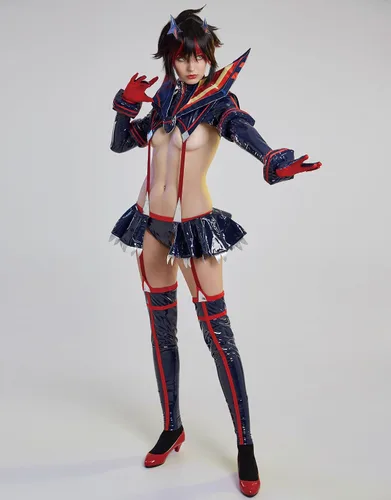 Vista 4 de Miccostumes Disfraz de cosplay con alas y medias para mujer