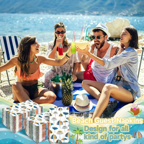 Vista 5 de Seajan 200 piezas de sombrillas de playa, servilletas de papel para invitados, toallas de mano desechables para baño, servilletas de papel