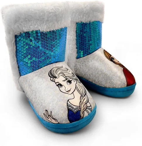 Vista 8 de Disney Frozen Anna & Elsa Blue - Pantuflas iluminadas para niña (niña)