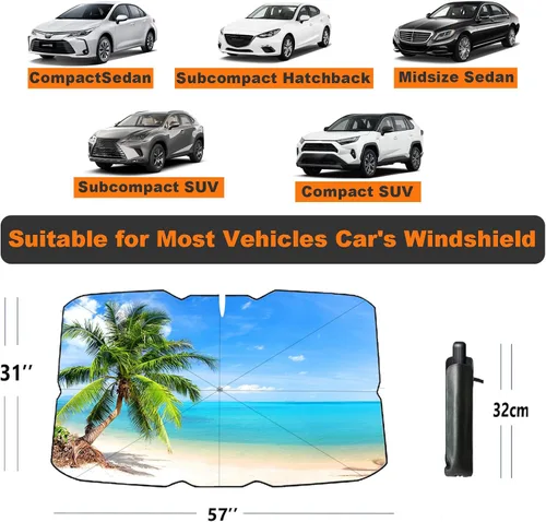 Vista 38 de Parasol plegable para parabrisas de auto para ventana delantera Sombrilla para parabrisas de auto Visor solar para parabrisas 2025 Accesorios