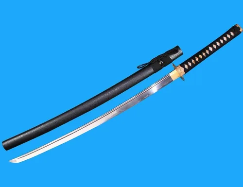 Vista 3 de Espada samurái japonesa de 41 pulgadas con patrón de arcilla de acero templada, espada Katana real afilada